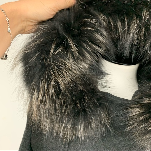 Zapa Paris wool Coat with fur trimmed hood Sz 40 8 - Picture 8 of 13